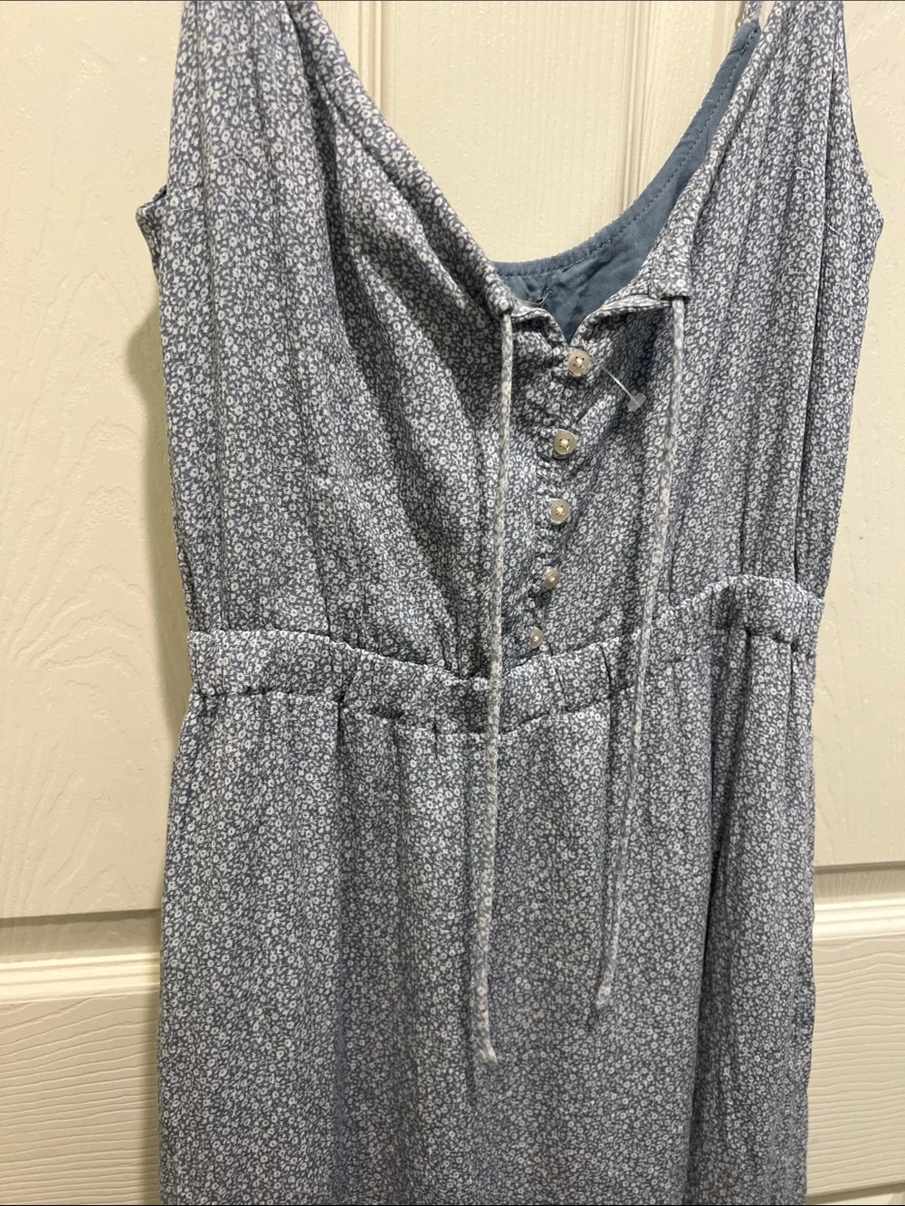 Abercrombie & Fitch Light Blue Floral Spaghetti-Strap Maxi Dress Medium Petite